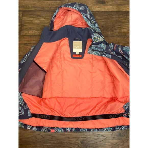 Roxy Snowboard Ski Jacket Blue Print Sz XL 14 Dry flight Technology 10K - Picture 12 of 12